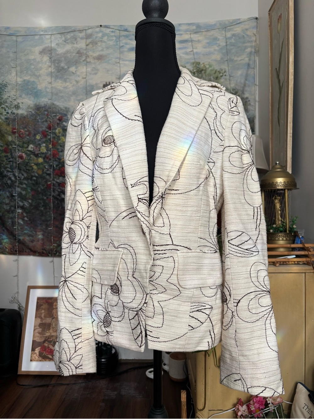 Women’s Cream Floral Textured Blazer